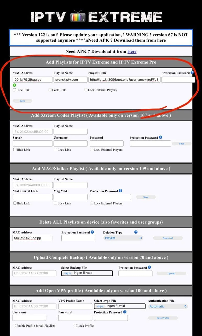 IPTV Extreme Pro vaihe 3 playlistin lisääminen