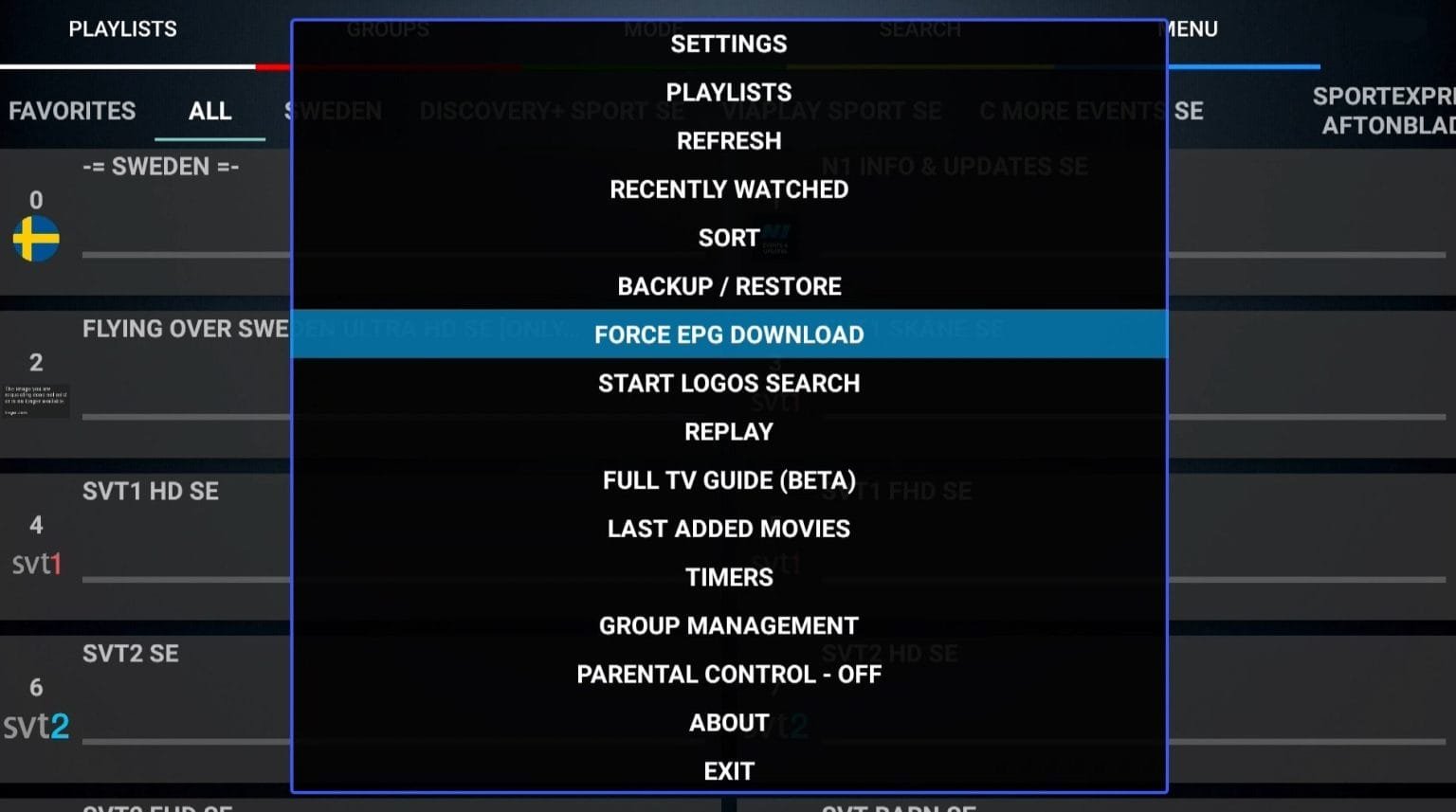 IPTV Extreme Pro vaihe 5 EPG