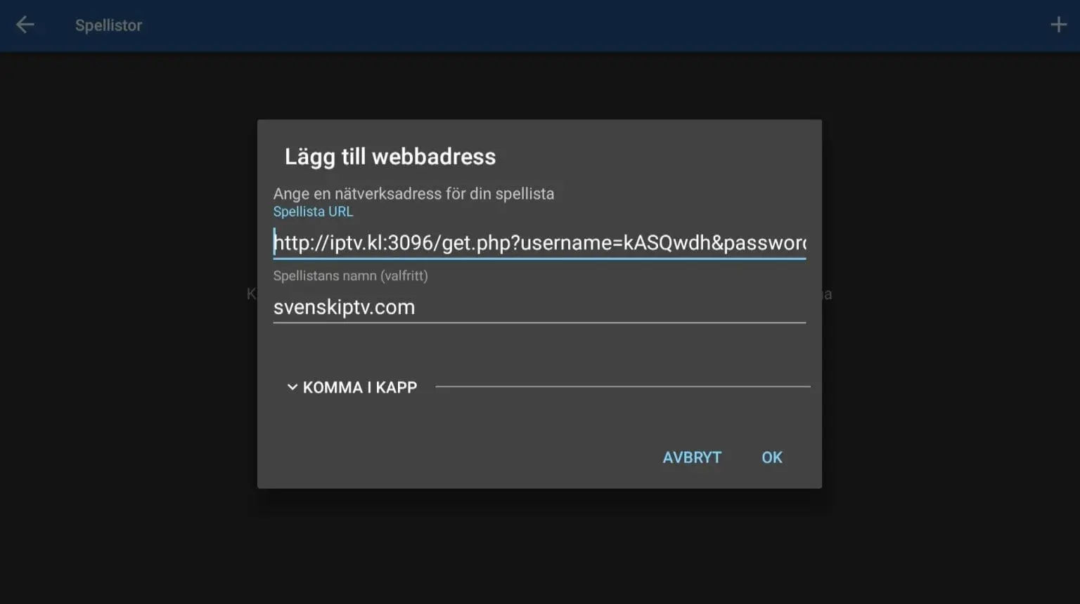 IPTV Pro vaihe 1 plus painike ja playlistin lisääminen