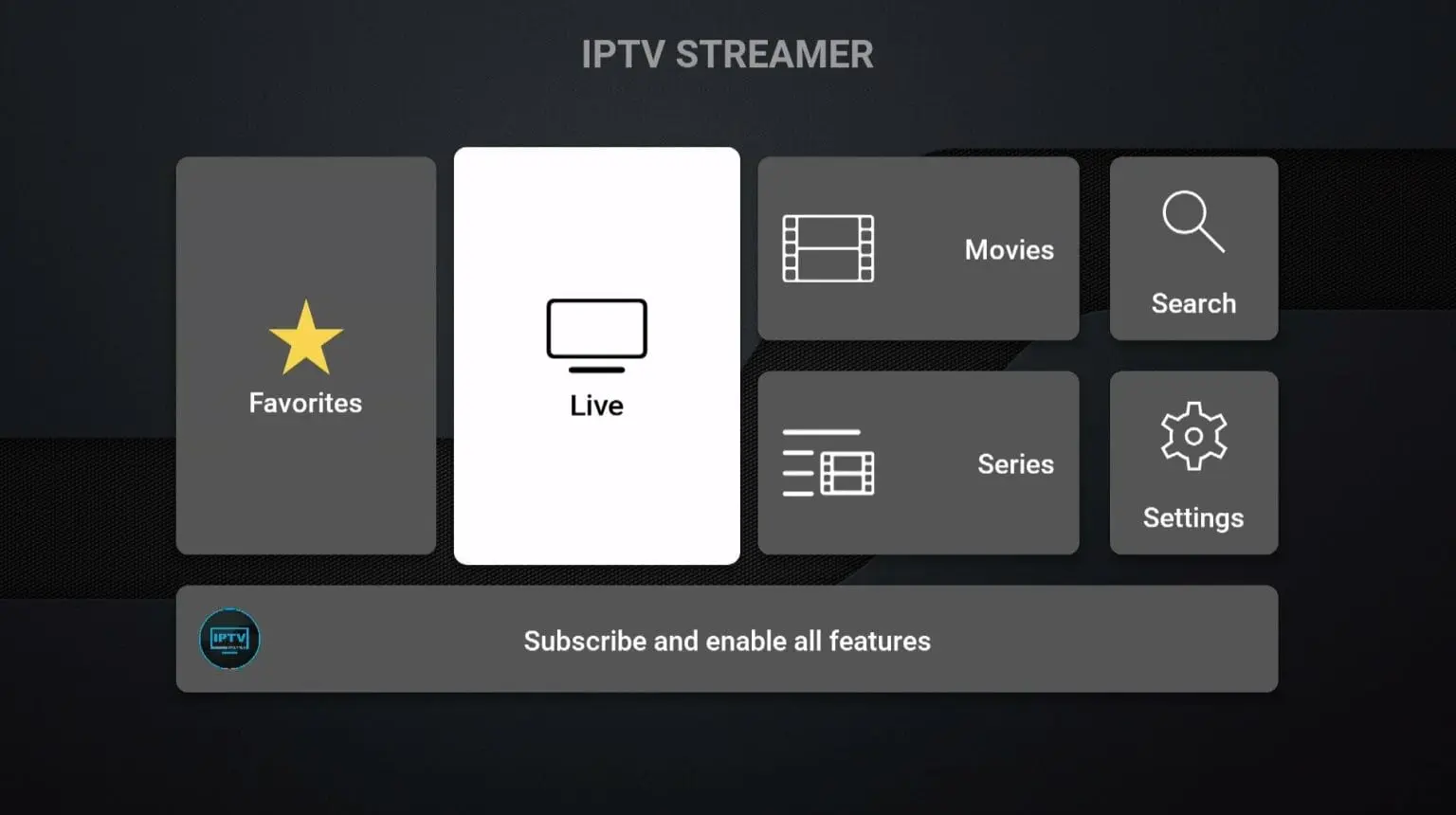 IPTV Streamer Android Box vaihe 1 Live valikko