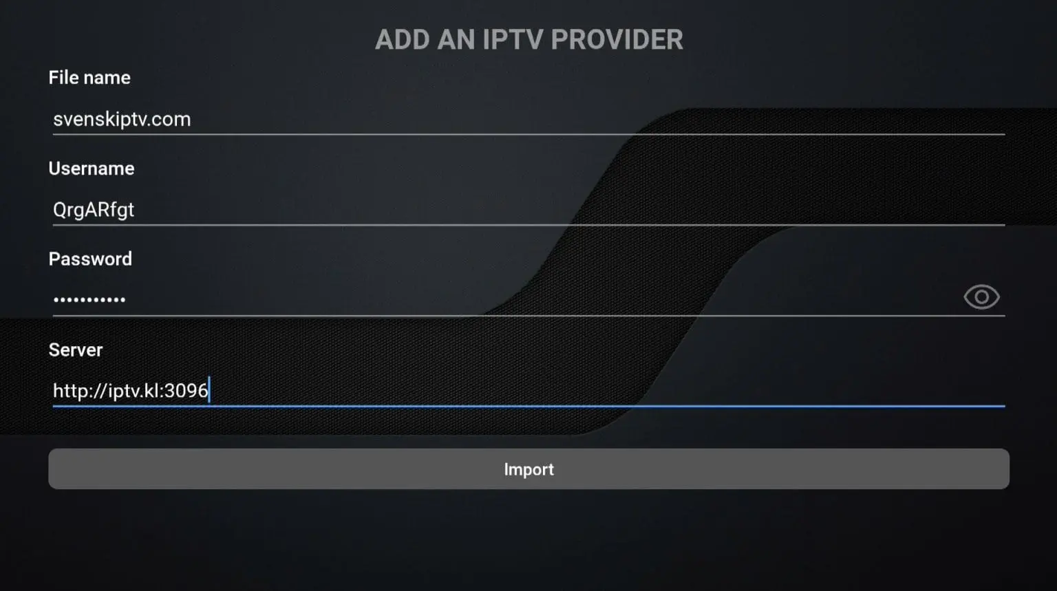 IPTV Streamer Xtream kirjautumistiedot