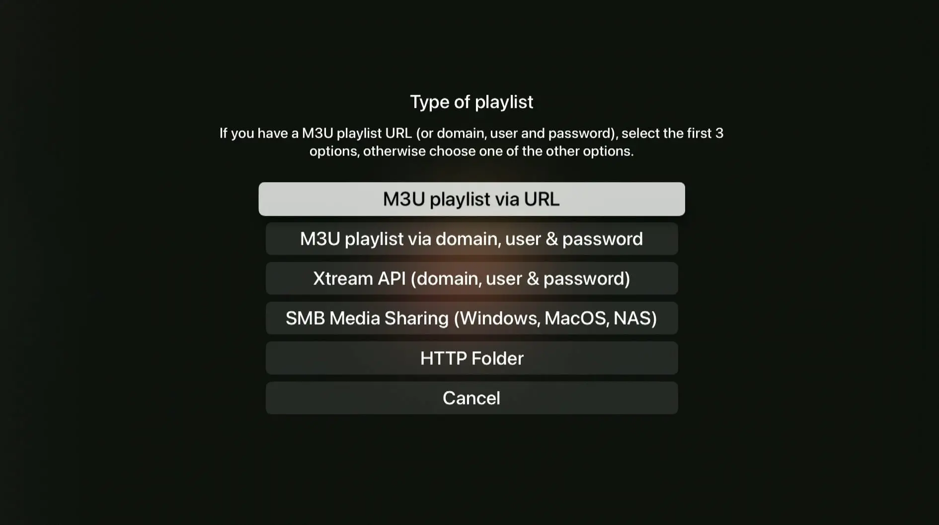 IPTVX Apple TV Add Playlist ja Xtream API