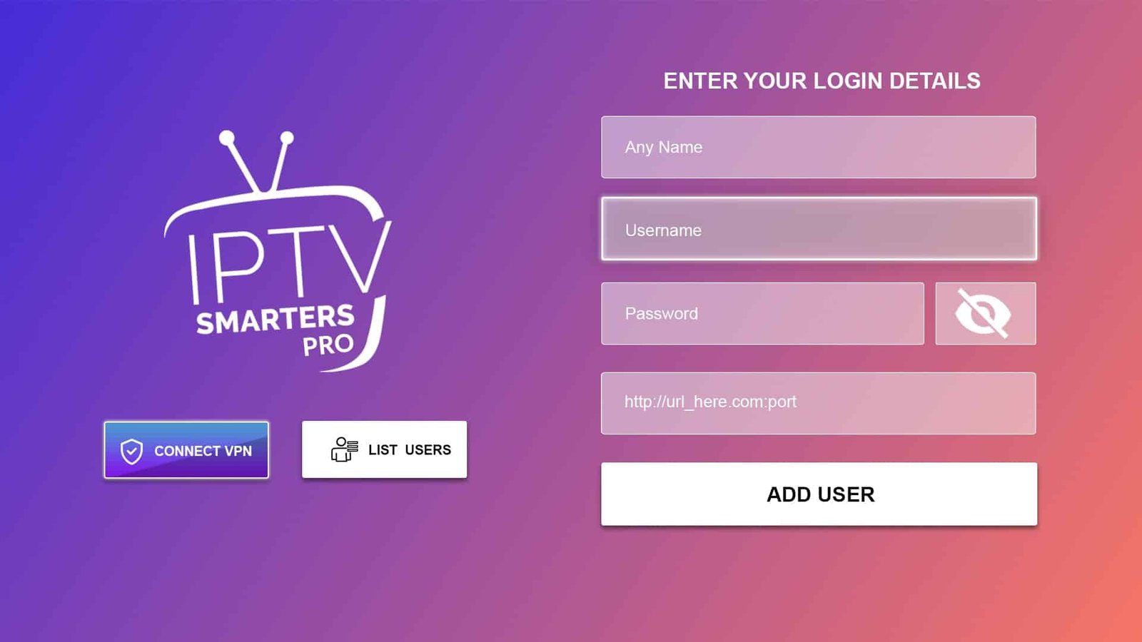 IPTV Smarters asennus vaihe 2 – kirjautumistavan valinta
