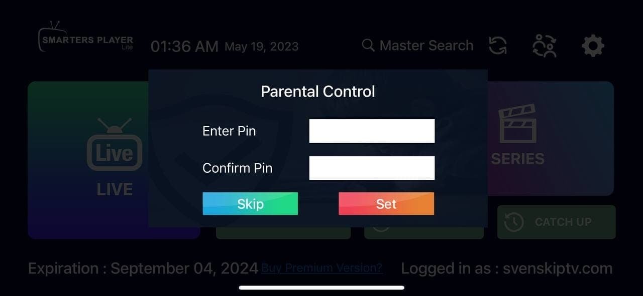 IPTV Smarters asennus vaihe 3 – palvelinosoite käyttäjätunnus ja salasana