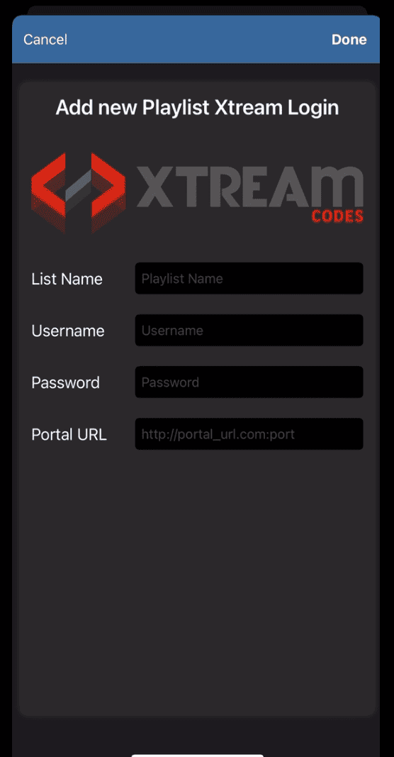 Mega IPTV Player Xtream kirjautumistiedot vaihe 2
