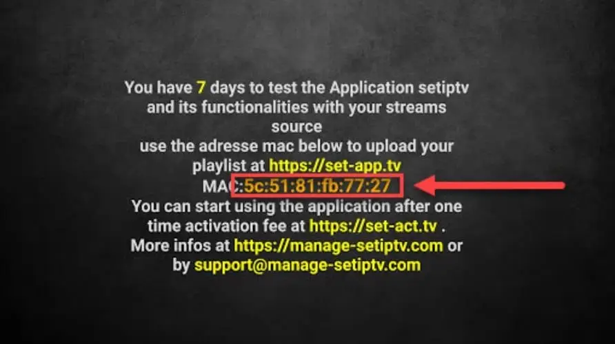 Set IPTV MAC-osoite Smart TV:n aloitusruudussa