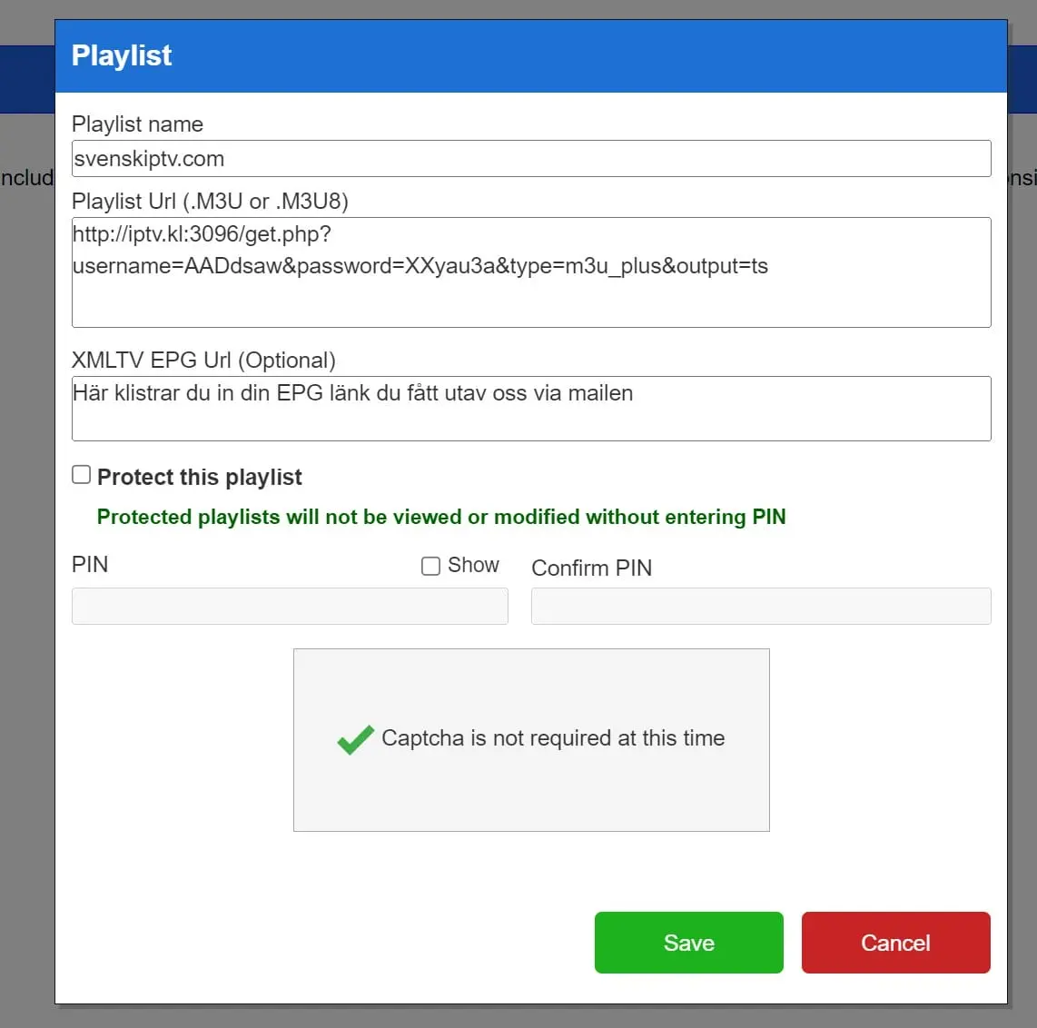 DuplexPlay vaihe 4 M3U playlist URL