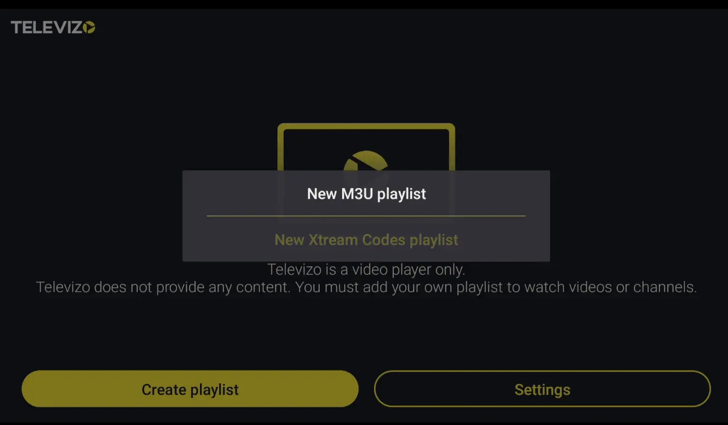 Televizo IPTV Player vaihe 1 Luo soittolista